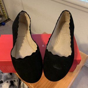 Black fabric flats